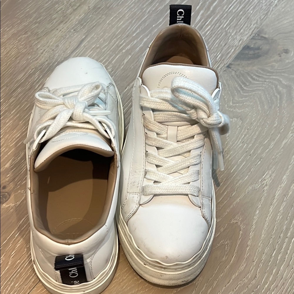 Chloe lauren scalloped white sneakers